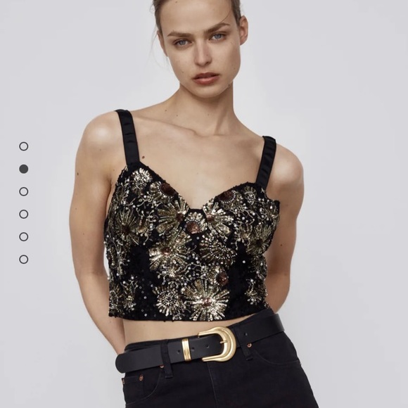 Zara | Tops | Nwot Zara Pearl Sequin Bustier | Poshmark